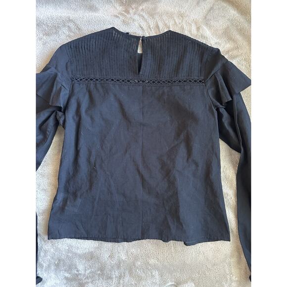Express Black Lace Ruffle Long Sleeve Blouse XS NWT Cotton Romantic Top Emo - Picture 5 of 7